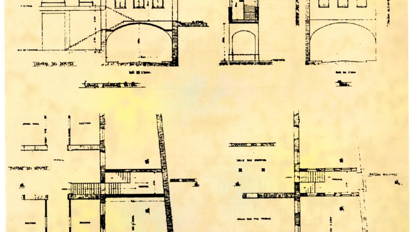 Plans d'aggrandissement de la Chambre avec passerelle